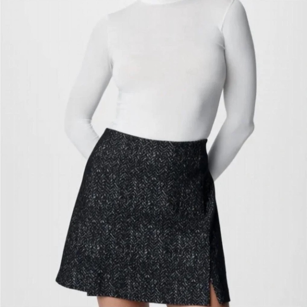 SPANX Black Tweed Mini Skirt with Side Slit